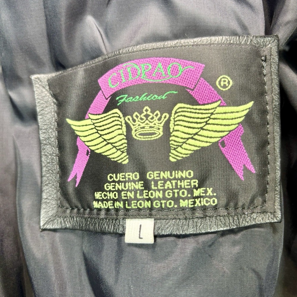 CIDPAO Men's Genuine Leather Jacket‎ L Coat Black Zip Snap Made in Mexico - Picture 2 of 16